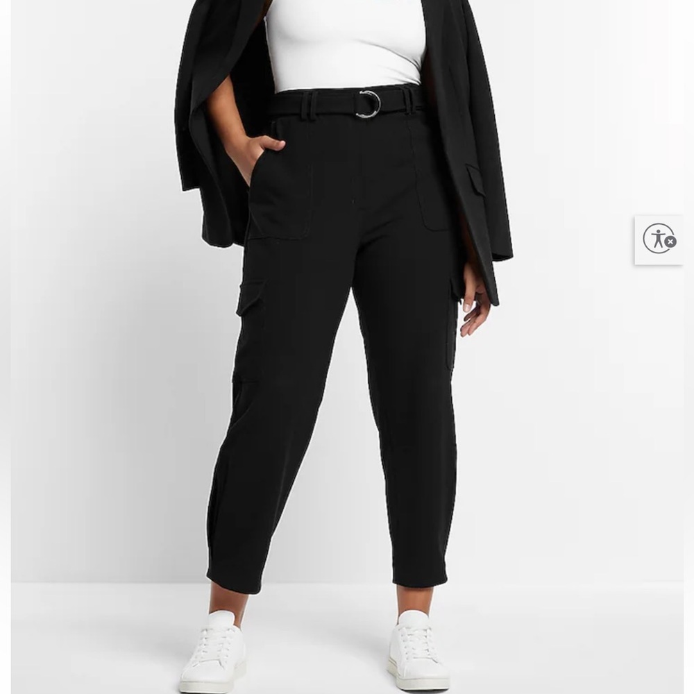 Express Women's Black Belted Pants - size 14